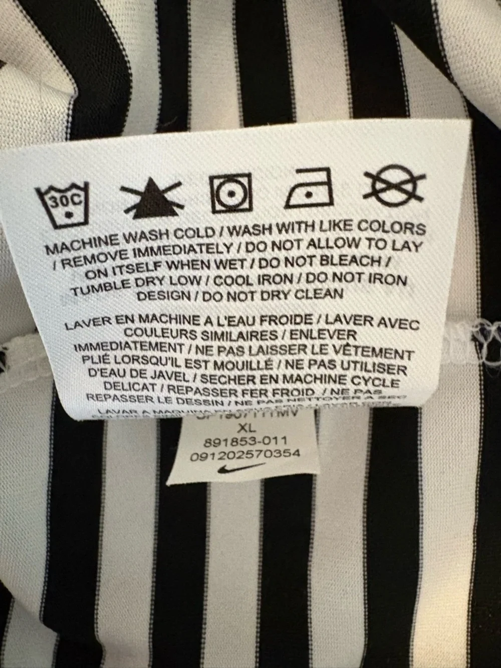 Nike Black & White Striped Polo with Embroidered Miami Marlins Logo